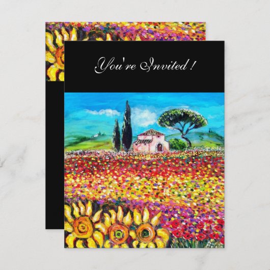 FLORA IN TOSCANE/ Velden, klaprozen en zonnebloeme Kaart (Voorkant / Achterkant)