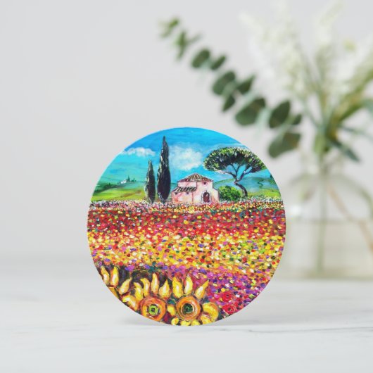 FLORA IN TOSCANE/ Velden, Klaprozen en Zonnebloeme Kaart (Staand voorkant)