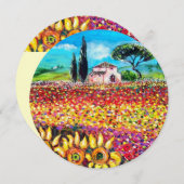 FLORA IN TOSCANE/ Velden, Klaprozen en Zonnebloeme Kaart (Voorkant / Achterkant)