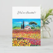 FLORA IN TOSCANE/ Velden ,Klaprozen en Zonnebloeme Kaart (Staand voorkant)