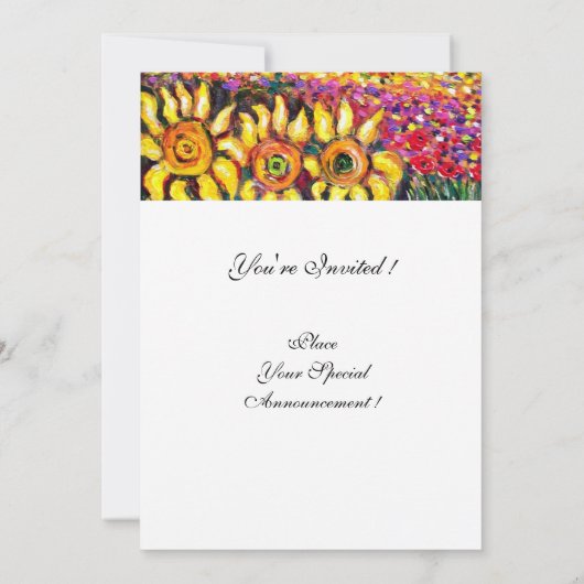 FLORA IN TOSCANE/ Velden ,Klaprozen en Zonnebloeme Kaart (Achterkant)