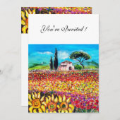 FLORA IN TOSCANE/ Velden ,Klaprozen en Zonnebloeme Kaart (Voorkant / Achterkant)