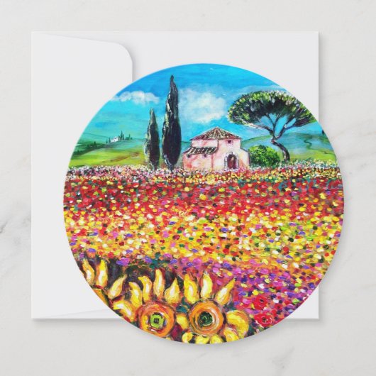 FLORA IN TOSCANE/ Velden ,Klaprozen en Zonnebloeme Kaart (Voorkant)
