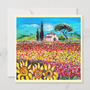 FLORA IN TOSCANE/ Velden, klaprozen en zonnebloeme Kaart