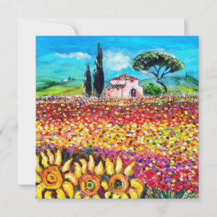 FLORA IN TUSCANIË / Velden, klaprozen en zonnebloe Kaart