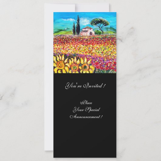 FLORA IN TUSCANIE/ Velden, klaprozen en zonnebloem Kaart (Achterkant)