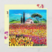 FLORA IN TUSCANIE/ Velden ,Klaprozen en Zonnebloem Kaart (Voorkant / Achterkant)