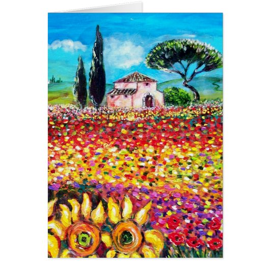 FLORA IN TUSCANY/Fields, papavers en zonnebloemen (Voorkant)