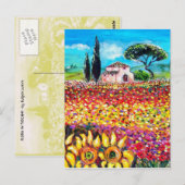 FLORA IN TUSCANY/Fields, papavers en zonnebloemen Briefkaart (Voorkant / Achterkant)