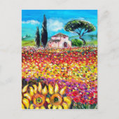 FLORA IN TUSCANY/Fields, papavers en zonnebloemen Briefkaart (Voorkant)