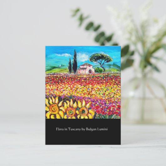 FLORA IN TUSCANY/Fields, papavers en zonnebloemen Briefkaart (Staand voorkant)