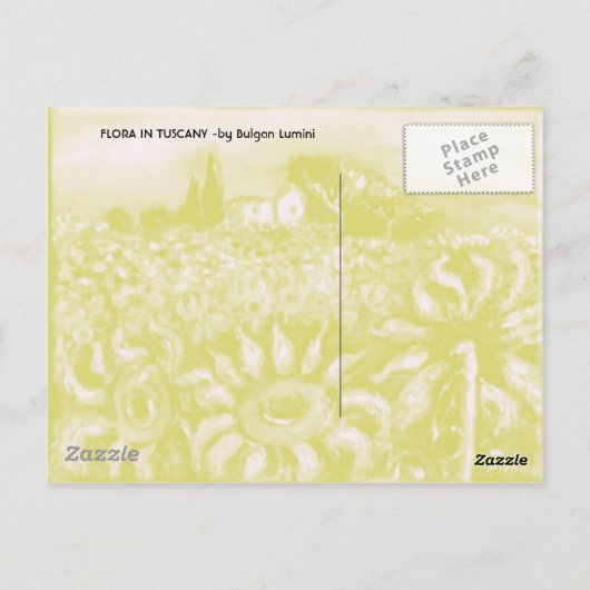 FLORA IN TUSCANY/Fields, papavers en zonnebloemen Briefkaart (Achterkant)