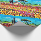 FLORA IN TUSCANY/Fields, papavers en zonnebloemen Cadeaupapier (Hoek)