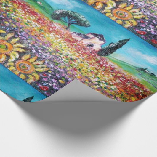 FLORA IN TUSCANY/Fields, papavers en zonnebloemen Cadeaupapier (Hoek)