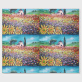 FLORA IN TUSCANY/Fields, papavers en zonnebloemen Cadeaupapier (Vlak)