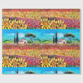 FLORA IN TUSCANY/Fields, papavers en zonnebloemen Cadeaupapier (Vlak)