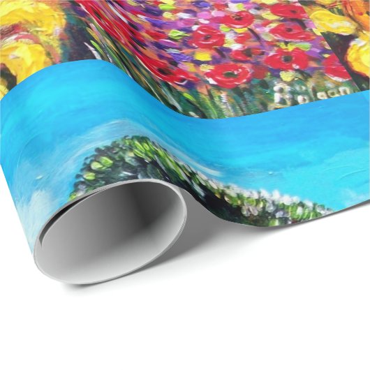 FLORA IN TUSCANY/Fields, papavers en zonnebloemen Cadeaupapier (Rol Hoek)