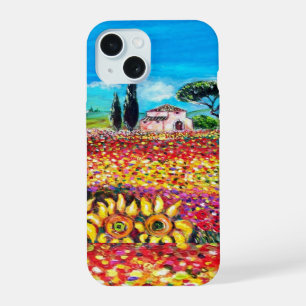 FLORA IN TUSCANY/Fields, papavers en zonnebloemen iPhone 15 Case