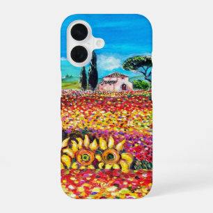 FLORA IN TUSCANY/Fields, papavers en zonnebloemen iPhone 16 Hoesje