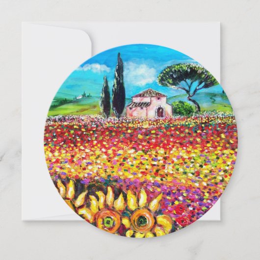 FLORA IN TUSCANY/Fields, papavers en zonnebloemen Kaart (Voorkant)