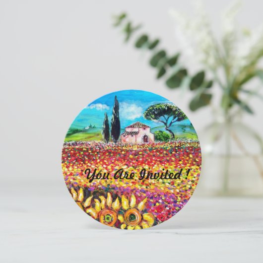 FLORA IN TUSCANY/Fields, papavers en zonnebloemen Kaart (Staand voorkant)