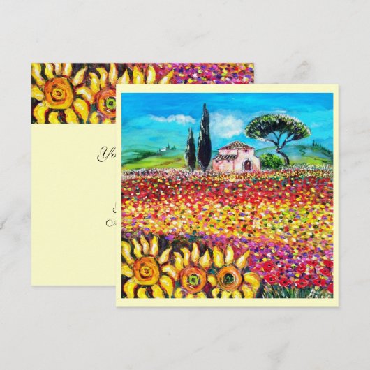 FLORA IN TUSCANY/Fields, papavers en zonnebloemen Kaart (Voorkant / Achterkant)