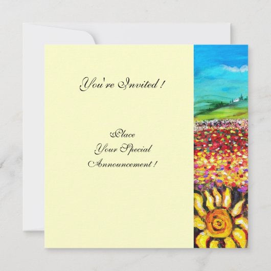 FLORA IN TUSCANY/Fields, papavers en zonnebloemen Kaart (Achterkant)