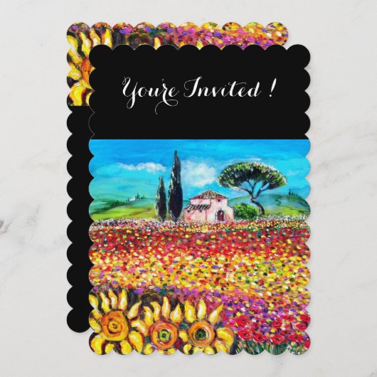 FLORA IN TUSCANY/Fields, papavers en zonnebloemen Kaart (Voorkant / Achterkant)