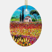 FLORA IN TUSCANY/Fields, papavers en zonnebloemen Keramisch Ornament (Rechts)