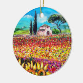 FLORA IN TUSCANY/Fields, papavers en zonnebloemen Keramisch Ornament (Links)