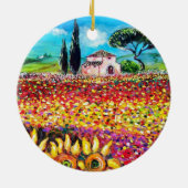 FLORA IN TUSCANY/Fields, papavers en zonnebloemen Keramisch Ornament (Achterkant)