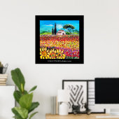 FLORA IN TUSCANY/Fields, papavers en zonnebloemen Poster (Thuiskantoor)