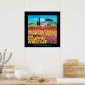 FLORA IN TUSCANY/Fields, papavers en zonnebloemen Poster (Keuken)