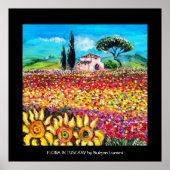 FLORA IN TUSCANY/Fields, papavers en zonnebloemen Poster (Voorkant)