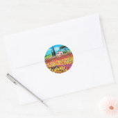 FLORA IN TUSCANY/Fields, papavers en zonnebloemen Ronde Sticker (Envelop)