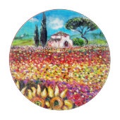 FLORA IN TUSCANY/Fields, papavers en zonnebloemen Snijplank (Voorkant)