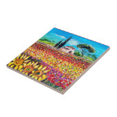 FLORA IN TUSCANY/Fields, papavers en zonnebloemen Tegeltje (Zijkant)