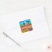 FLORA IN TUSCANY/Fields, papavers en zonnebloemen Vierkante Sticker (Envelop)