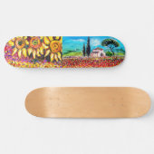 FLORA IN TUSCANY, rood, groen, roze Skateboard (Horizontaal)