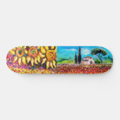 FLORA IN TUSCANY, rood, groen, roze Skateboard (Horizontaal)