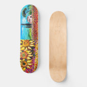 FLORA IN TUSCANY, rood, groen, roze Skateboard (Voorkant)