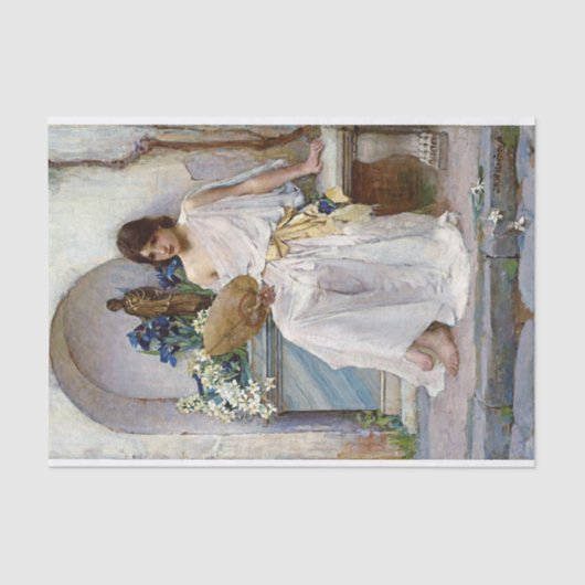 Flora in White Attire, door John William Waterhous Tissuepapier (Voorkant)