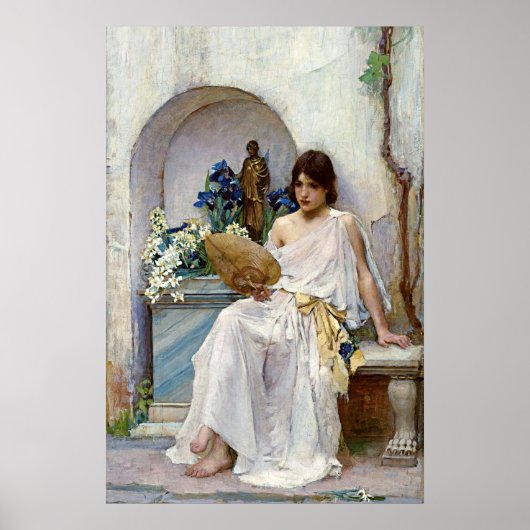 Flora in witte kleur, door John William Waterhouse Poster (Voorkant)