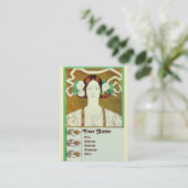 FLORA/ JUFFROUW MET WITTE ROZEN MONOGRAM Goud Visitekaartje (Staand voorkant)