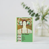 FLORA/LADY MET WITTE ROSES MONOGRAM Pearl Visitekaartje (Staand voorkant)