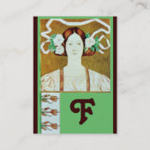 FLORA/LADY MET WITTE ROSES MONOGRAM Pearl Visitekaartje (Achterkant)