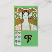 FLORA/LADY MET WITTE ROSES MONOGRAM VISITEKAARTJE (Achterkant)