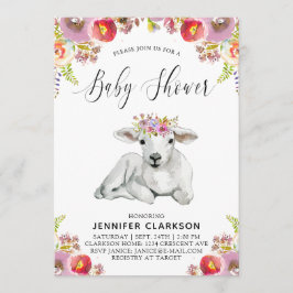 Flora Lamb Baby shower Kaart