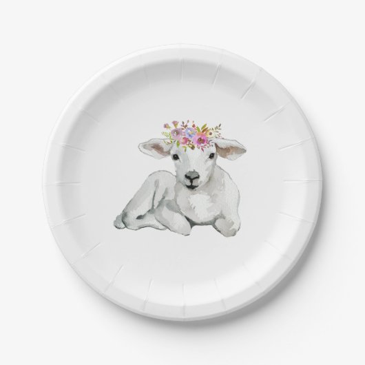 Flora Lamb Baby shower Papieren Bordje (Voorkant)