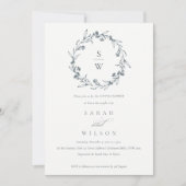 Flora Laurel Wreath Monogram Couples Shower Invite Bedankkaart (Voorkant)